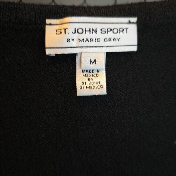St. John Sport By Marie Gray Black Knit Sleeveless Top. Beaded Around the Neck a - Picture 6 of 10